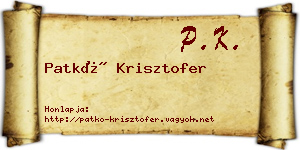 Patkó Krisztofer névjegykártya