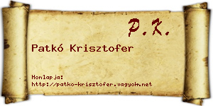 Patkó Krisztofer névjegykártya